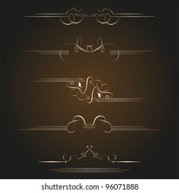 set of gold calligraphic design elements and page decoration. vintage set