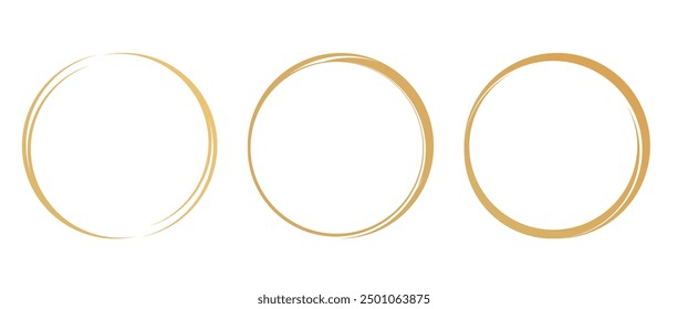 Conjunto de signos de anillo de oro círculo aislado en el Vector de fondo blanco.