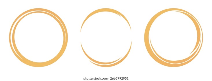 Conjunto de signos de anillo de oro círculo aislado en el Vector de fondo blanco. 