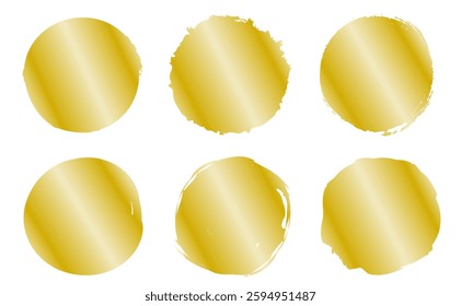Set of gold circles drawn with a brush