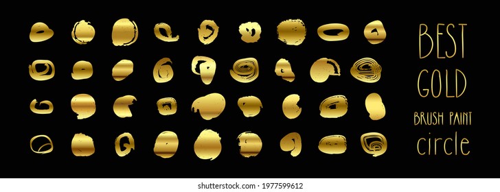 Set of gold circles. Isolated hand drawn brushes. Design for award, sale, background, web. Vector Illustration.