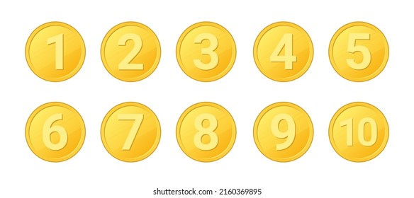 set of gold coin number, vector number coin, gold medal number 