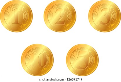 set of gold coins with a face value