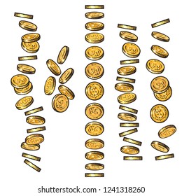 Set Gold Coins Falling Different Perspective Stock Vector (Royalty Free ...