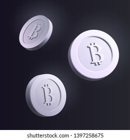 Set of gold coins. Isolated 3d objects in different angles. metallic gradient. Symbol of gold and wealth. Free space for your text. Vector illustration.