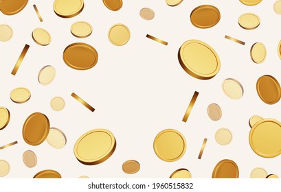 Set of gold coins. Isolated 3d objects in different angles. metallic  gradient. Symbol of gold and wealth. Free space for your text. Vector  illustration.    

