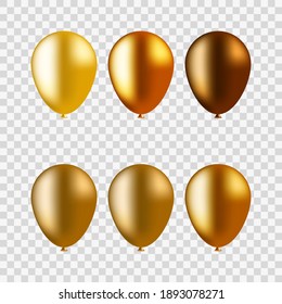 a set of gold colored balloon illustrations for icons and symbols, love themed card decorations, wedding celebration decorations