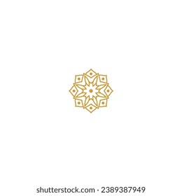 set of gold colored mandala elements circle