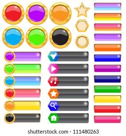 Set of gold and colorful buttons for website.Vector illustration