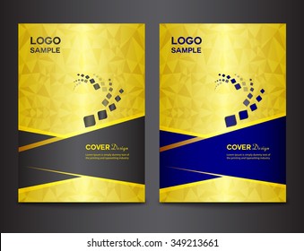 set gold Cover design template vector, brochure flyer, Annual report  Layout, book, booklet, poster, leaflet, polygon background