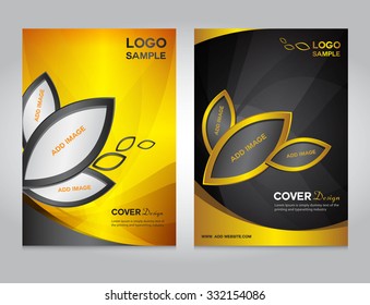set gold Cover design vector illustration, brochure flyer, Annual report  Layout, book, booklet, poster, leaflet, Gold background
