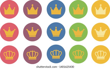 Set of gold crown icons. Collection of crown awards for winners, champions, leadership.