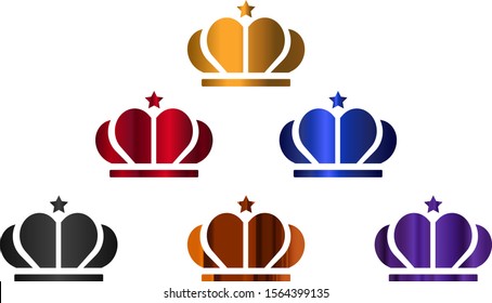 Set of gold crown icons. Collection of crown awards for winners, champions, leadership.