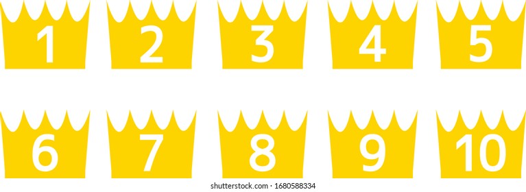 Set of gold crown icons. Collection of crown awards for winners, champions, leadership.