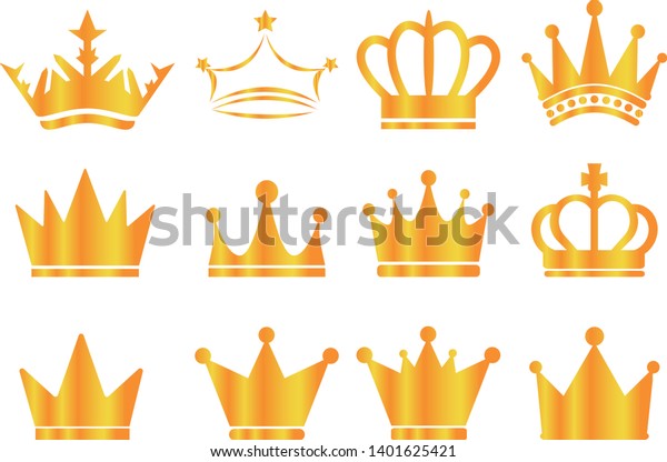 Set Gold Crown Icons Collection Crown Stock Vector Royalty Free