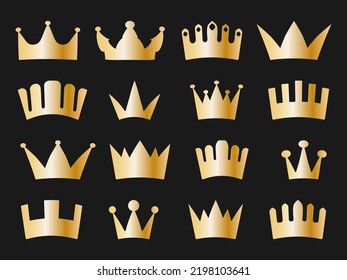 Set of Gold Crown Royal symbol for logo and web site Vector illustration
