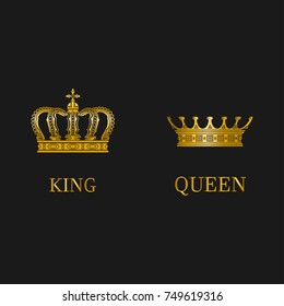 Set of gold crowns isolated.