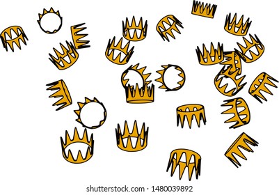set of gold crowns isolated vector