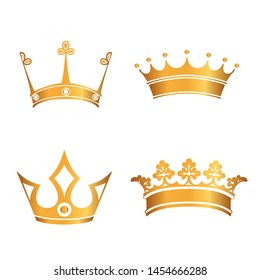 Set of gold crowns. VECTOR