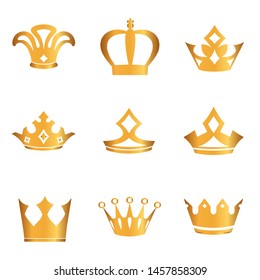 Set of gold crowns. VECTOR