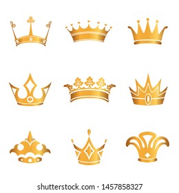 Set of gold crowns. VECTOR