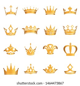 Set of gold crowns. VECTOR