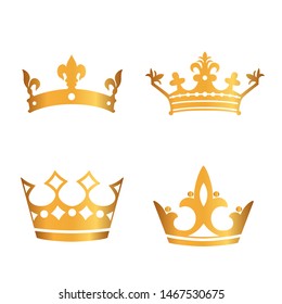 Set of gold crowns. VECTOR