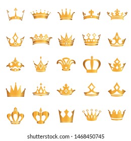 Set of gold crowns. VECTOR