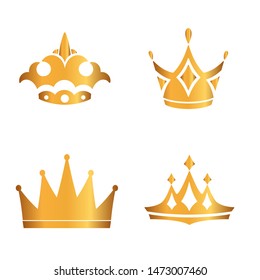 Set of gold crowns. VECTOR