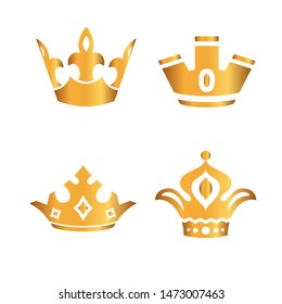 Set of gold crowns. VECTOR