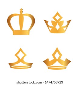 Set of gold crowns. VECTOR