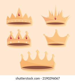 establecer coronas de oro, estilo vectorial