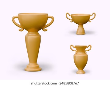 Set aus Goldbechern und Vasen. Kollektion von Luxus-Elementen für die Vergabe