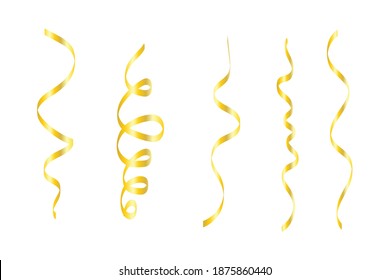 Set Gold Curly Ribbons Isolated On Stock Vector (Royalty Free ...