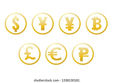 set of gold currency