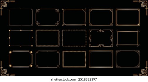 Set of gold decorative borders frames Royalty-Free Vector