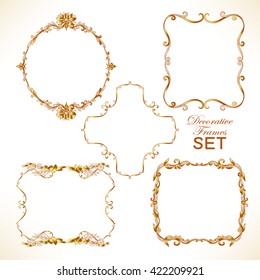 Set of gold decorative vintage frame. Vector illustration.