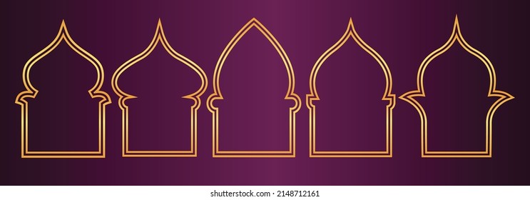 Set Gold Design Arab windows for Ramadan Kareem Template