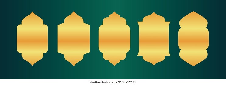 Establecer ventanas árabes de diseño de oro para plantilla de Ramadan Kareem