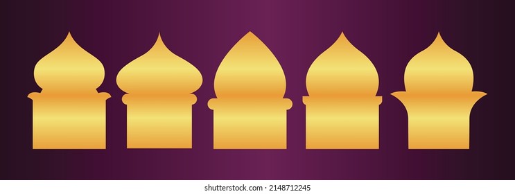Establecer ventanas árabes de diseño de oro para plantilla de Ramadan Kareem