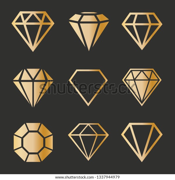 Set Gold Diamonds Flat Style Stock Vector (Royalty Free) 1337944979