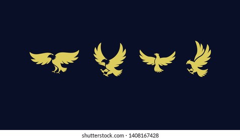 set gold eagle logo icon design vector illustration