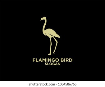 set gold flamingo with black background logo icon designs vector illustration sign silhouette