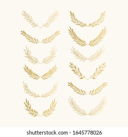 Set of gold foil botanical herbs. Wedding card invite design. Vector illustrations.