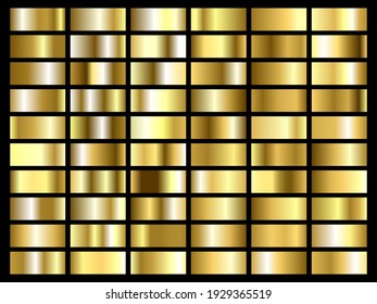 Set of gold foil texture background. Golden, copper, brass and metal gradient template. Vector illustration - Shutterstock ID 1929365519