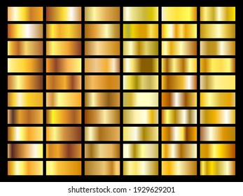 Set of gold foil texture background. Golden, copper, brass and metal gradient template. Vector illustration - Shutterstock ID 1929629201