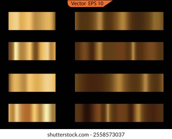 Set of Gold foil texture background, golden foil texture background set. Realistic gold, gradient mesh. High resolution. 