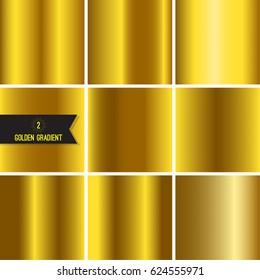 Set of gold foil texture background. Collection yellow vector elegant gradient. 