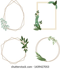set of gold frame with foliage
