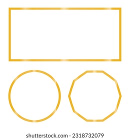 Conjunto de marcos dorados aislados sobre fondo blanco. Ilustración del vector